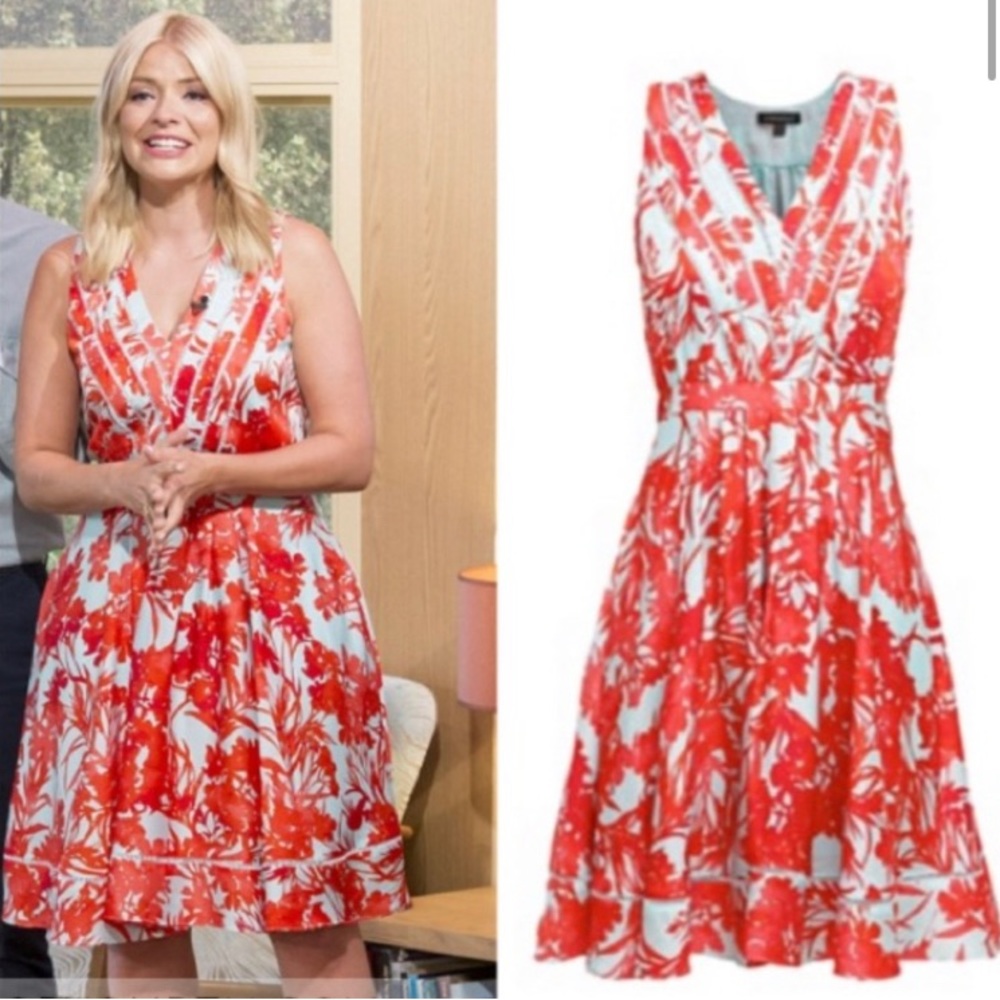 Banana Republic Orange/Red and Mint Lace Dress